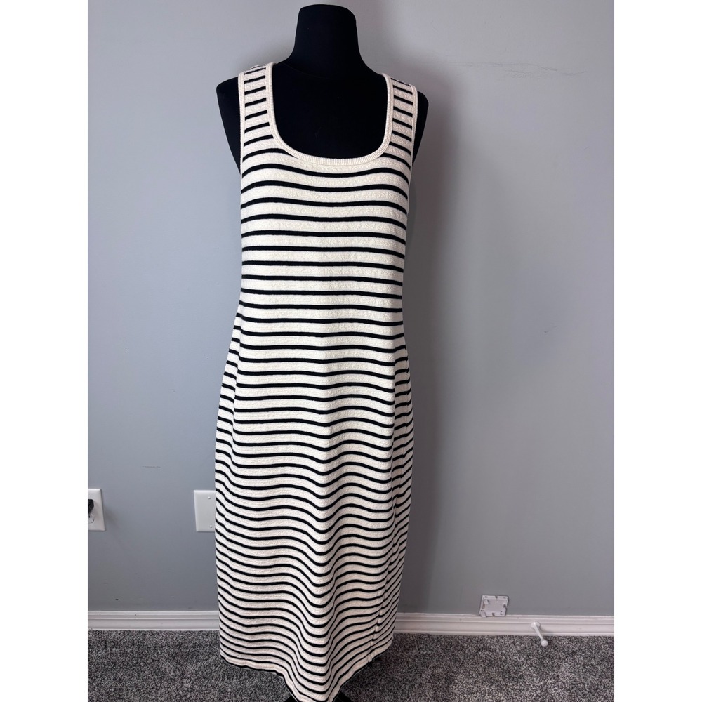 Thread & Supply  Striped Tank Midi Dress Black White‎ Knit Ribbed Sleeveless Med - Picture 6 of 15